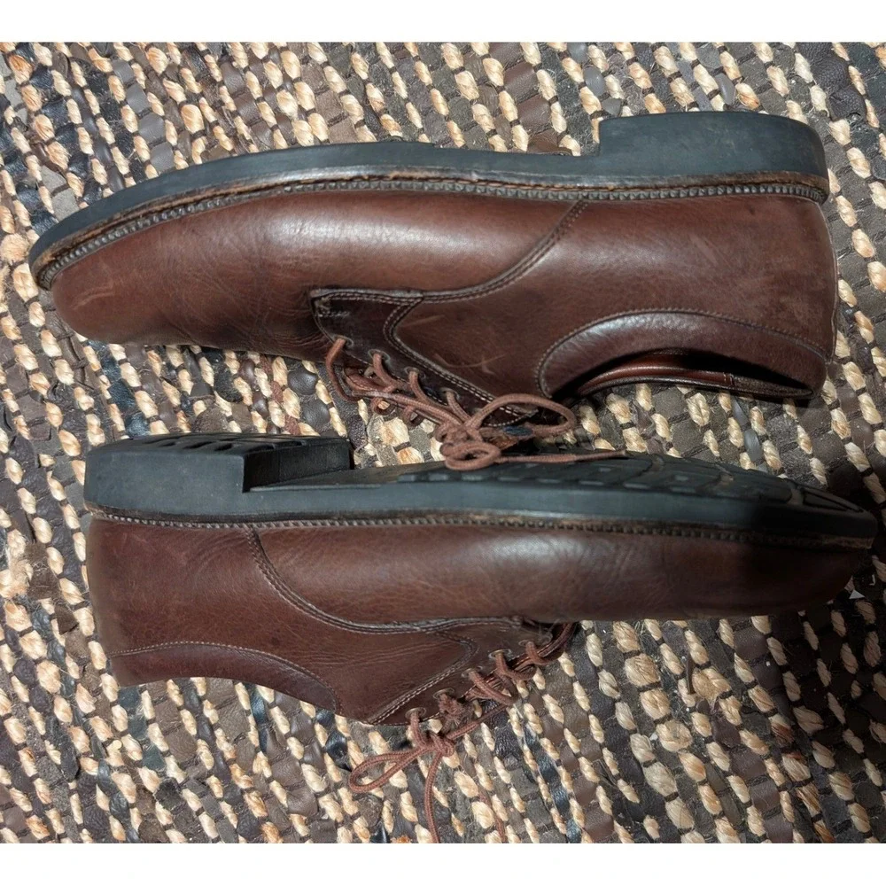 Neil M Mens Brown Leather Derby Dress Shoes Lace Up Plain Toe Made in USA 10.5 B